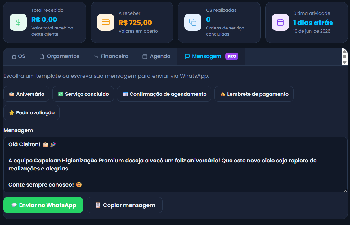 Mensagens automáticas via WhatsApp no Maazar
